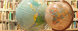 Two globes in a library