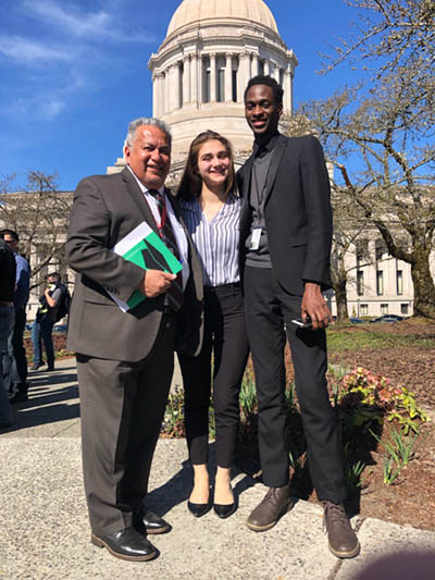 Kristina and Mustapha with Edward Esparza in front of the Legislative Building
