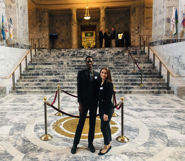 Mustapha Samateh and Kristina Pogosian at the Legislative Building