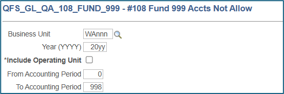 #108 Fund 999 Accts Not Allow