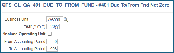#401 Due To/From Fnd Net Zero