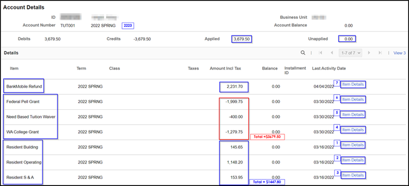 Account details