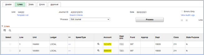 accounting entries lines