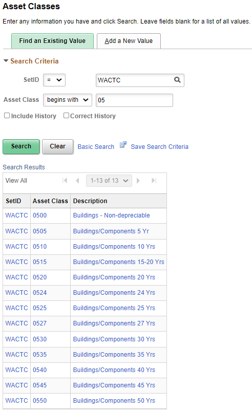 Asset classes