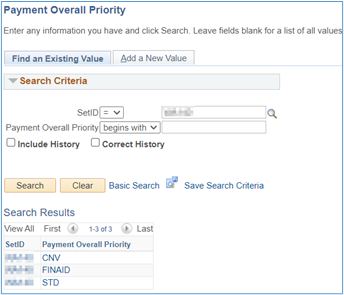 Item types payment overall priority