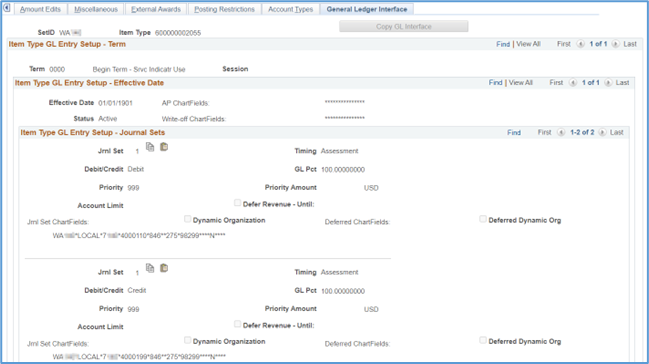 Item types Pick Up Receivable from Charge (PURC) 