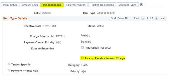 Pick up receivable from charge