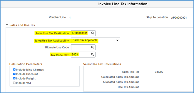 voucher with sales use tax