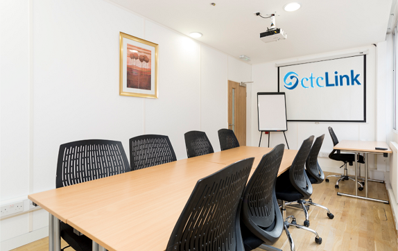 ctcLink training in a conference room with a whiteboard