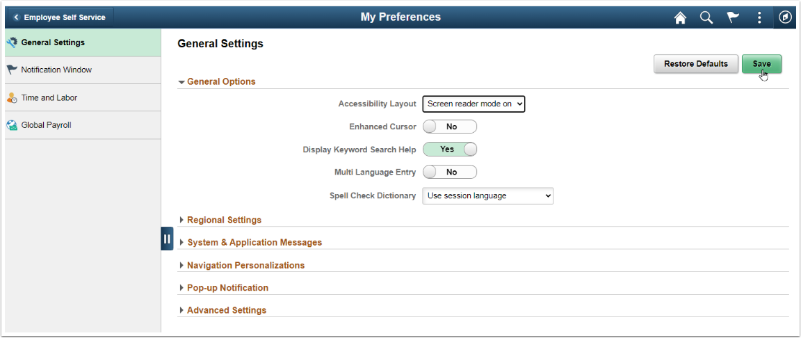 Screen shot showing save button