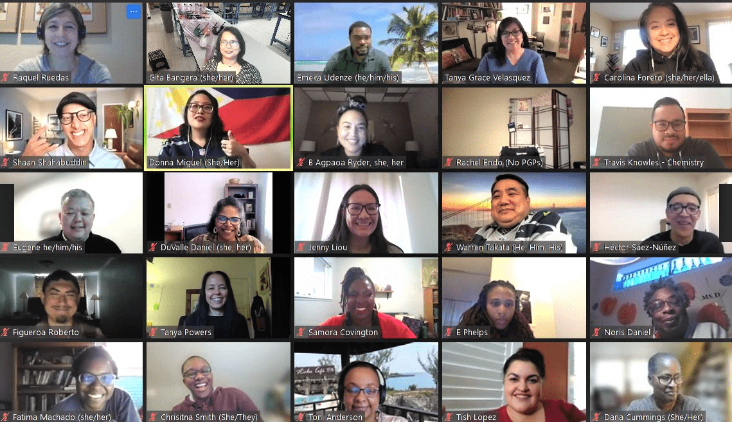 Fall 2021 Retreat Participants Photo credit: Advisory Board Member 25 people smiling in a Zoom meeting screen capture.