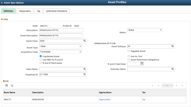 Capital asset profiles