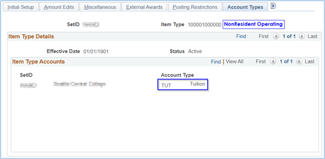 Item types tuition charge