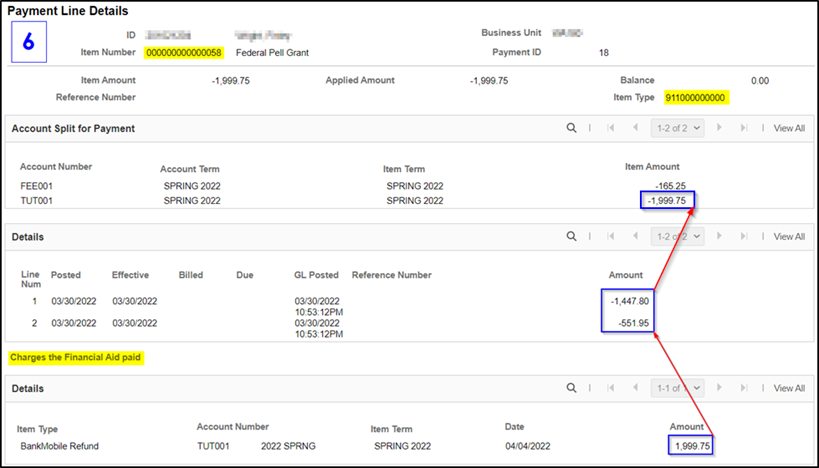 Payment line federal pell grant